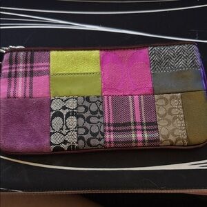 Vintage Patchwork Clutch with Pink and Green Accents